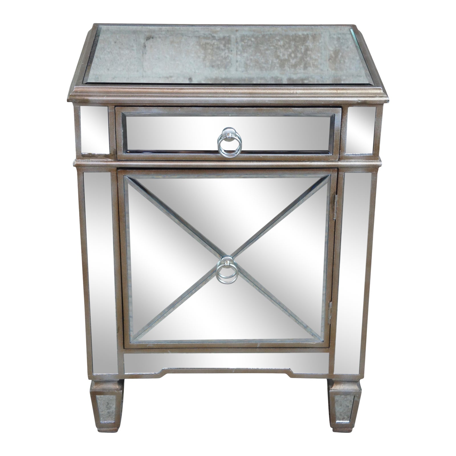 Late 20th Century Modern Mirrored Nightstand Side End Table Cabinet Chairish
