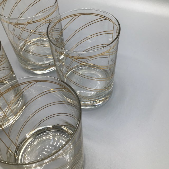 Gold Spiral Striped Culver Lowball Glasses - Set of 4 For Sale - Image 10 of 13