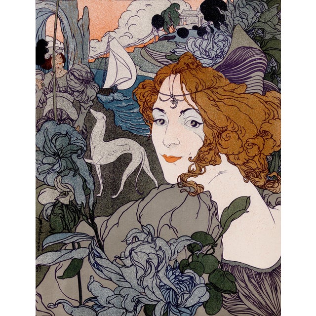 Georges de feure (1868-1943) retour (return) original lithograph from the glorious portfolio "l'estampe moderne", issue #2...