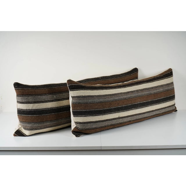 Turkish Hemp Kilim Pillow Cover - A Pair For Sale - Image 4 of 4