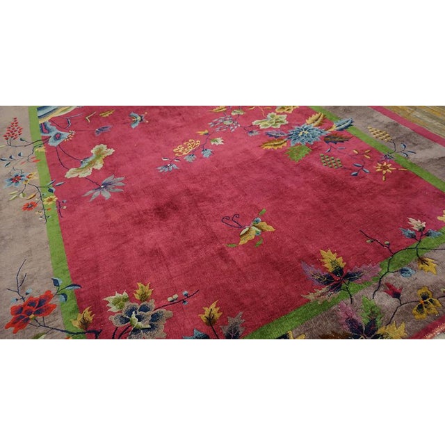 Purple Beautifully Crafted Modern Fuschia Background Rug and Vibrant Multicolor Accents Floral Design For Sale - Image 8 of 12
