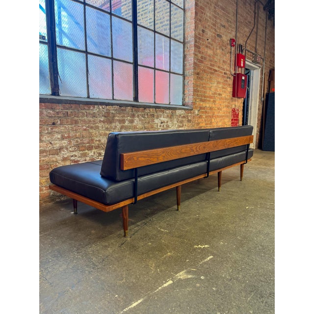 Mid 20th Century Black Leather Sofa Attributed to Harvey Probber For Sale In Chicago - Image 6 of 9