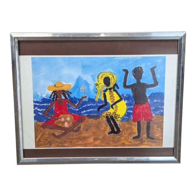 Alma White Framed Beach Scene Painting – 1999 For Sale
