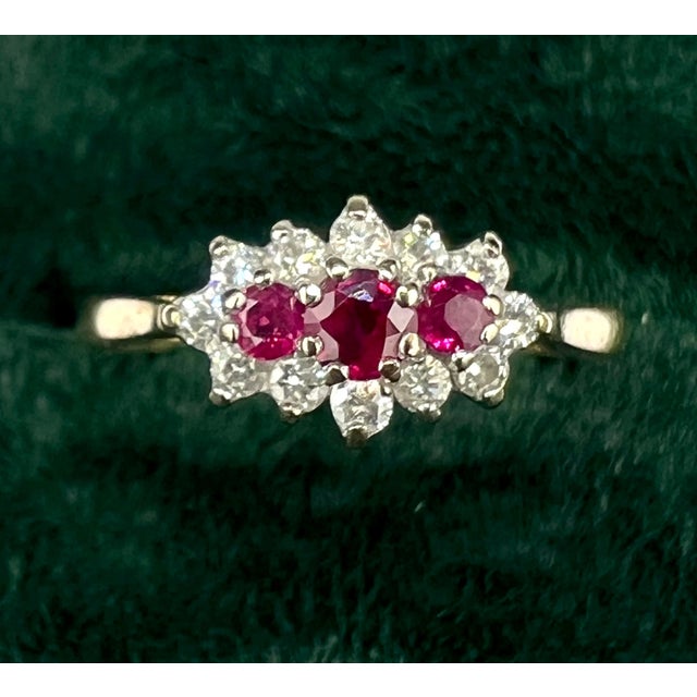 Vintage Ruby and Diamond Cluster Ring, 1980s For Sale - Image 9 of 15
