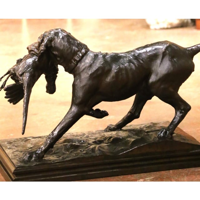 Late 19th Century German Brass & Plaster Hunting Dog Sculpture by Emil Wünsche For Sale - Image 12 of 14