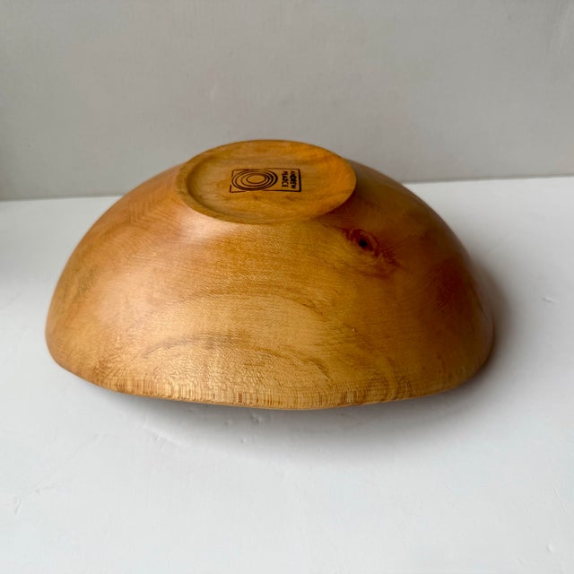 Artisan-Made Oval Cherry Wood Bowl Hand Turned Live Edge Signed Andrew Pearce Rustic Sculptural Decor For Sale - Image 10 of 11