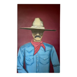“Rugged Self” Cowboy Painting, Original Abstract Large Southwestern Portrait Art by JTS