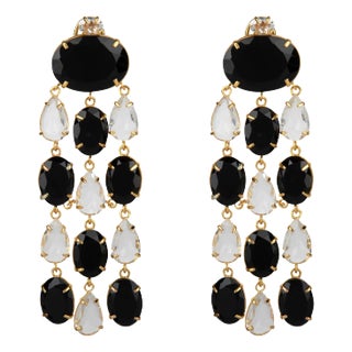 Mercedes Earrings (Black) (Clip On) For Sale