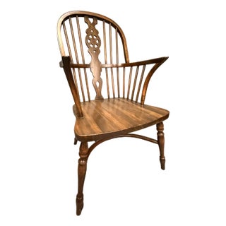 American Windsor Style Splat Back Armchair, Birch Wood, Late 20th Century (C. 1985) For Sale
