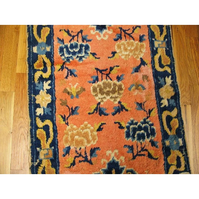 Chinese Remarkable Salmon Ground Color With Lovely Damask Pattern Antique Chinese Ningxia Rug For Sale - Image 3 of 5