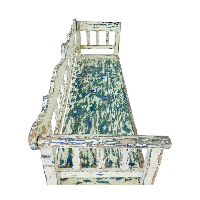 Yellow Large Swedish Painted Pine Bench, 1890s For Sale - Image 8 of 12