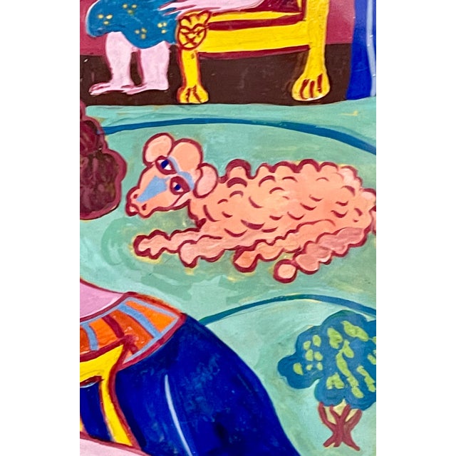 Paper Malcah Zeldis, Malcah Zeldis Folk Art Gouache Painting King David Self Taught Outsider Artist, 1982 For Sale - Image 7 of 9