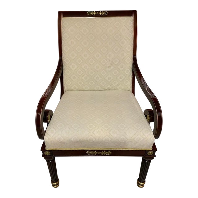 Kindel Neoclassical Empire Regency Scroll Lounge Armchair For Sale