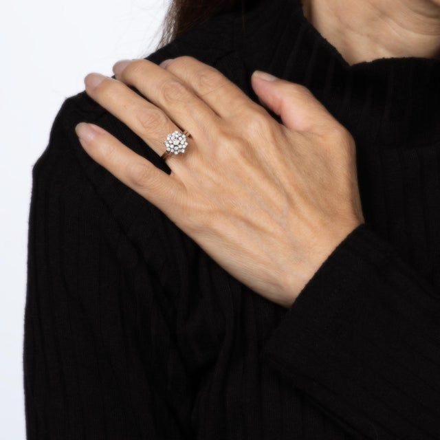 50s Portuguese Diamond Cluster Ring 14k White Gold Sz 6 Mid Century Fine Jewelry For Sale In Los Angeles - Image 6 of 6