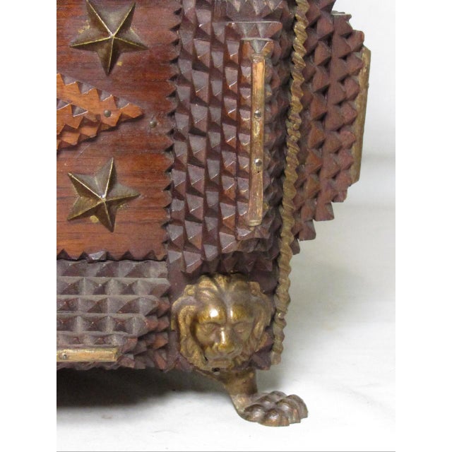 Late 19th Century Antique Tramp Art Box For Sale - Image 5 of 18