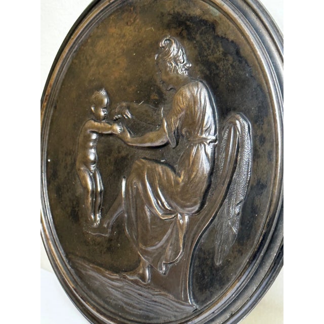 British 19th Century Coalbrookdale Bronze Mother Holding Her Child Wall Sculpture For Sale - Image 6 of 12