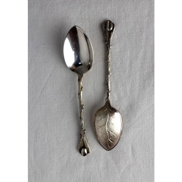Mid-Century Silver Metal Coffee Spoons Tree-Leaf-Shaped, France, 1960s For Sale - Image 3 of 8