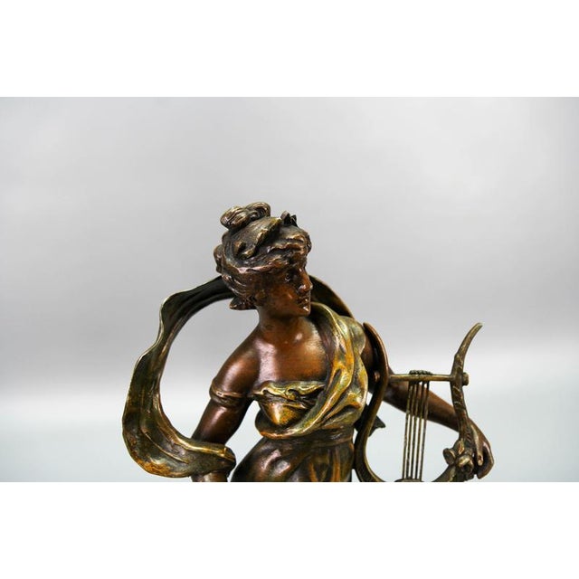 French Patinated Bronzed Spelter Sculpture Muse Champetre, 1920s For Sale - Image 4 of 18