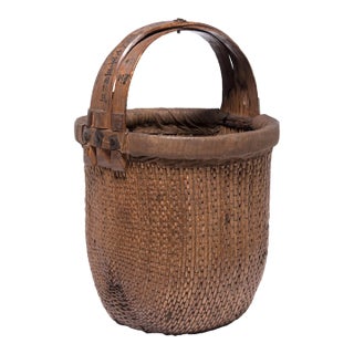 Chinese Bent Handle Fisherman's Basket, C. 1850 For Sale