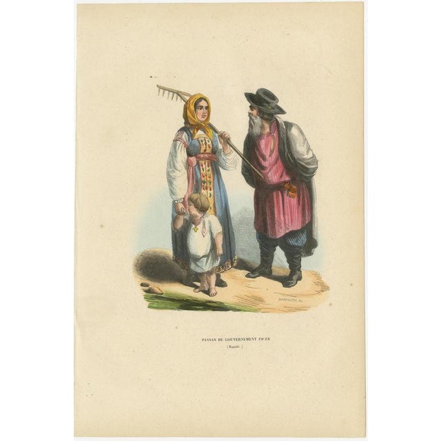 Markaert after Auguste Wahlen, Russian Peasant Family, 1845, Hand-Coloured Lithograph on Paper For Sale - Image 5 of 10