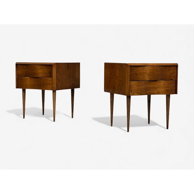 Edmond J Spence, Swedish Modern, Maple, Rare Wave Nightstands, 1950s, A Pair For Sale In New York - Image 6 of 17