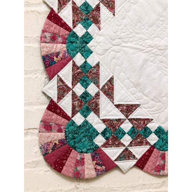 Pink and Green Pattern Quilt For Sale In Los Angeles - Image 6 of 7