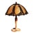 Antique Art Nouveau Slag Glass Table Lamp With 8-Panel Curved Umbrella Shade For Sale