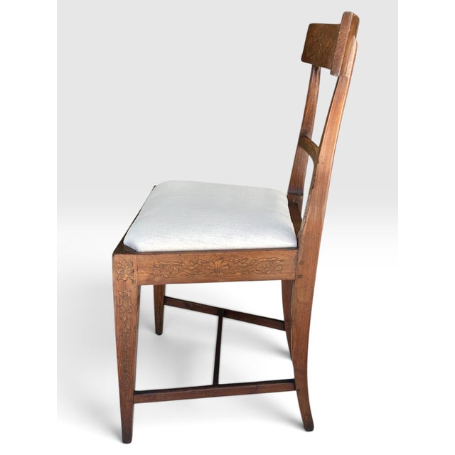 Rare Pair of Late 18th Century Directoire Penwork and Cherrywood Side Chairs, Circa 1790. For Sale - Image 10 of 12