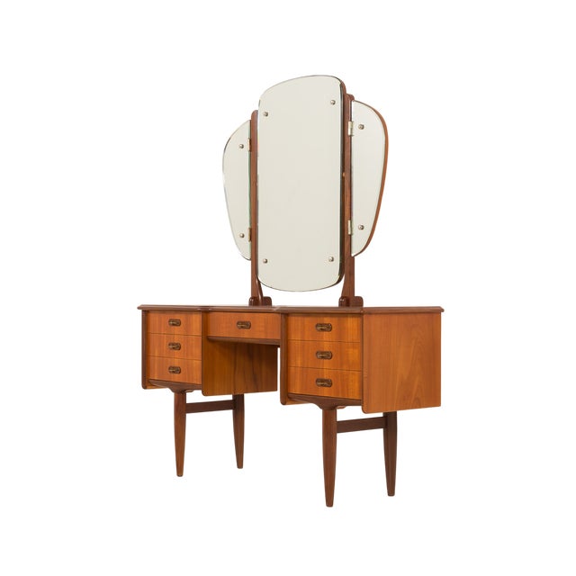 Mid-Century Dressing Table with Adjustable Mirrors, Norway, 1960s For Sale