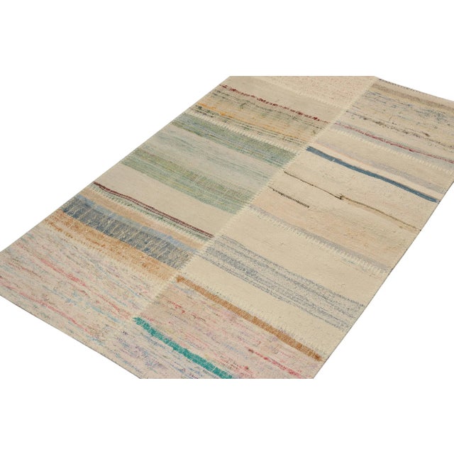 Contemporary Rug & Kilim’s Patchwork Kilim Rug in Polychromatic Stripes For Sale - Image 3 of 7