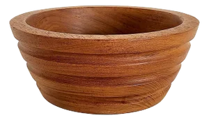Vintage Teak Wood Ribbed Bowl