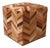 Handmade Tan Chevron Cowhide Leather Ottoman Pouf 18x18 Warm Cube For Sale