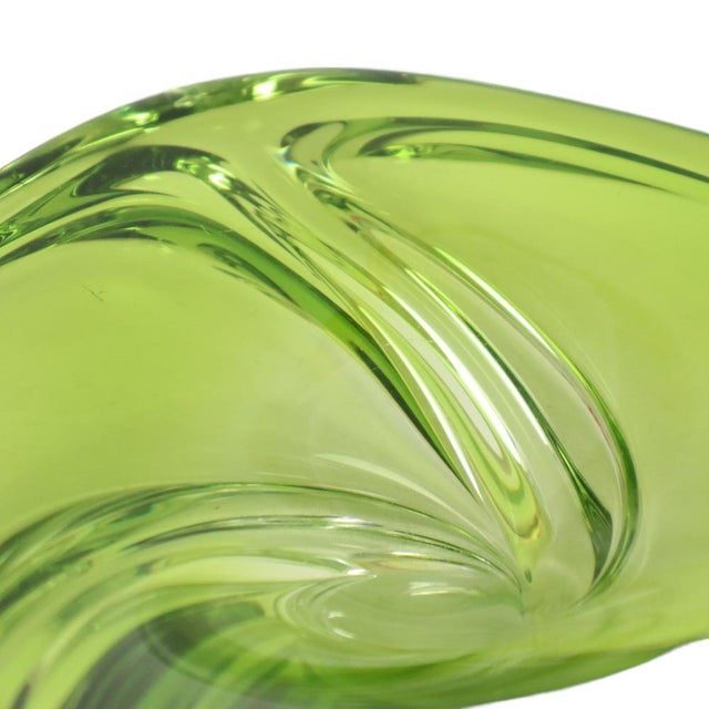 Vintage Green Crystal Bowl from Val Saint Lambert, 1960s For Sale - Image 10 of 13