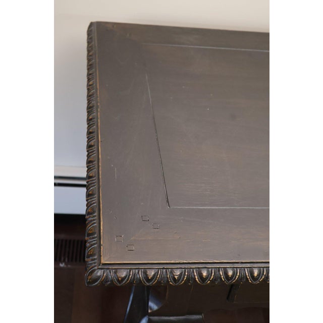 French French Louis XV Style Writing Table – Hand-Carved Gadrooned Edge & Cabriole Legs For Sale - Image 3 of 9