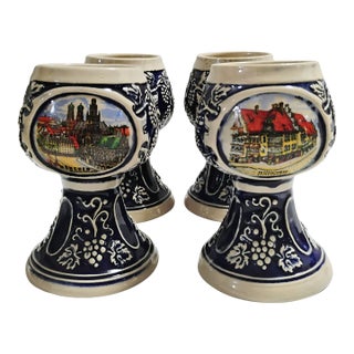 1970s Mid-Century Modern West German Gerzit Ceramic Wine Chalices - Set of 4 For Sale