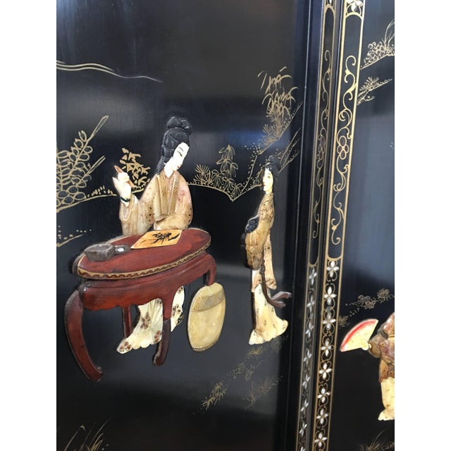 Black Four-Panel Reversible French Chinoiserie Coromandel Screens Paris, 1920s - a Pair For Sale - Image 8 of 10