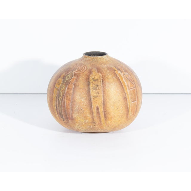 Rustic Jolee Schlea 1996 Hand-Painted Gourd Vase For Sale - Image 3 of 8