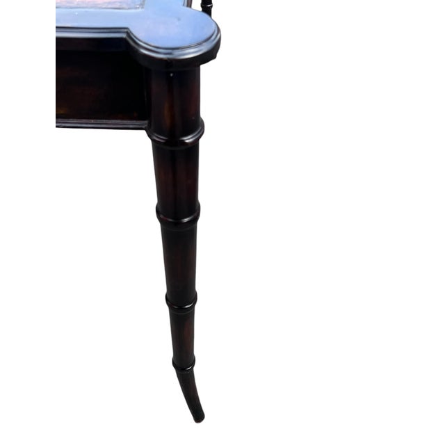 Late 20th Century Faux Bamboo Leather Top Writing Desk For Sale - Image 13 of 18