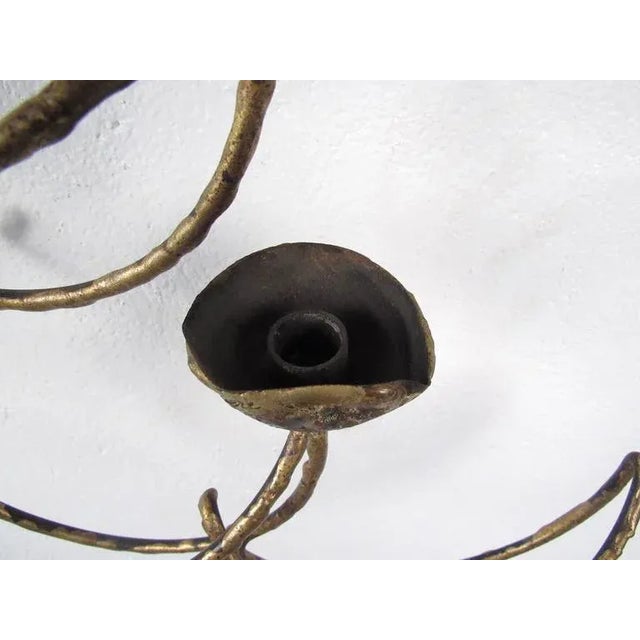 Vintage-modern sculptural brass wall sconce signed C-Jere, circa 1960s. Wear consistent with age and use with minor...