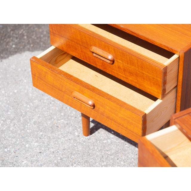 Vintage Teak Veneer Bedside Tables, Denmark, 1960, Set of 2 For Sale - Image 12 of 13