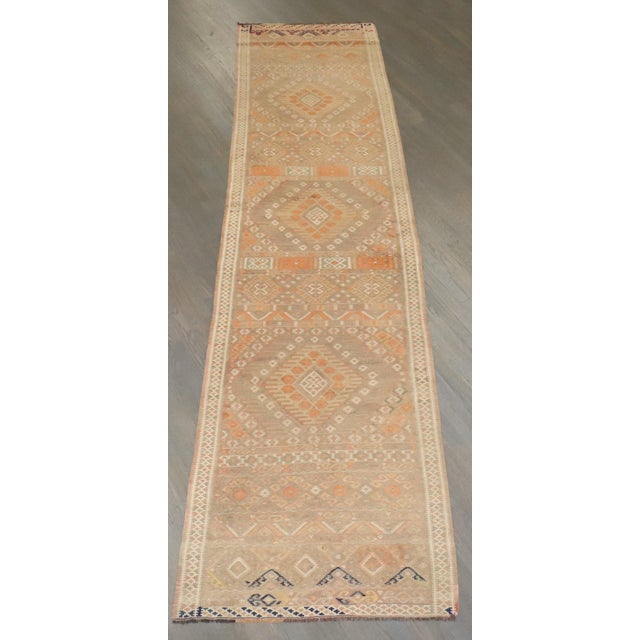Mid 20th Century Zabihi Collection Turkish Kilim Runner - 3' x 13'4" For Sale - Image 4 of 12