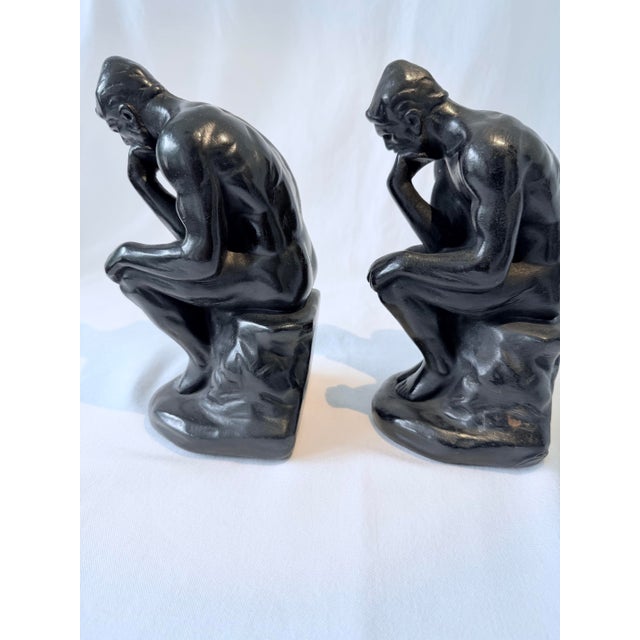 Armor Bronze Mid 20th Century Armor Bronze Pair of ’The Thinker’ Bookends For Sale - Image 4 of 12