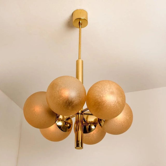 Molecular Chandelier with Six Smoked Hand Blown Glass Globes from Kaiser For Sale - Image 4 of 15