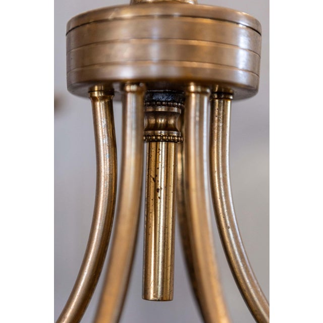 Mid 20th Century French Gilt Metal Maison Charles Inspired Six-Light Chandelier with Swoop Arms For Sale In Atlanta - Image 6 of 9
