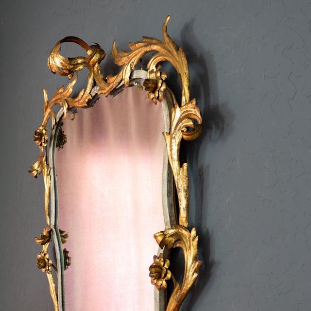 Large Rococo Style Italian Gilt Tole Mirror For Sale - Image 9 of 10
