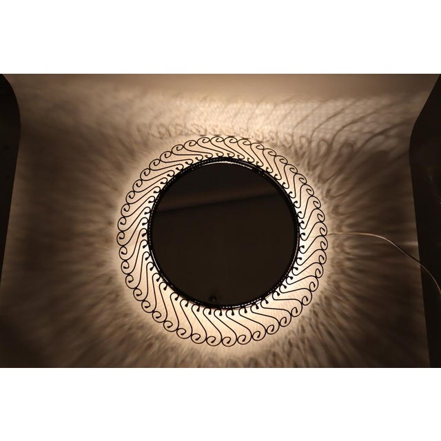 Large Mid-Century Iron Illuminated Mirror, 1960s For Sale - Image 10 of 16