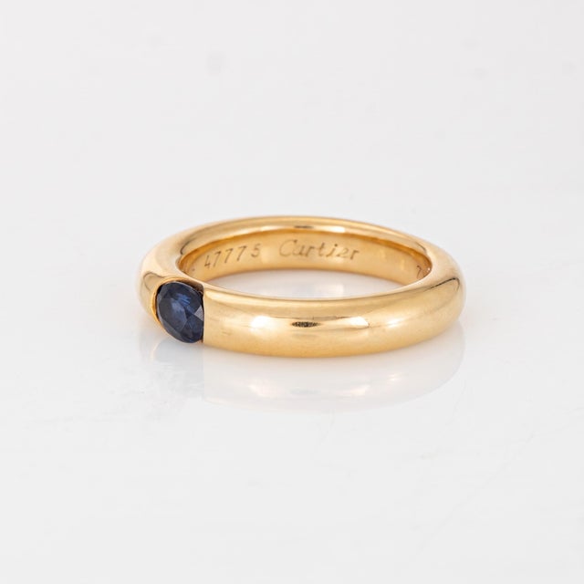 Cartier C1992 Cartier Ellipse Sapphire Band Sz 6.25 Ring Eu 53 18k Gold Signed Jewelry For Sale - Image 4 of 6