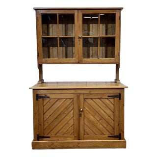 English Cupboard in Fir and Walnut, 1930s For Sale