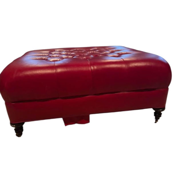 2010s Discover the Perfect Blend of Luxury and Functionality With This Stunning Red Leather Ottoman by Expression For Sale - Image 5 of 5