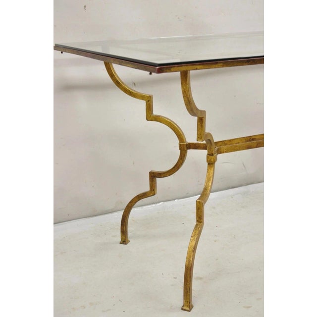 Vintage Italian Hollywood Regency Iron Gold Gilt Lattice Dining Set - 7 Pc Set For Sale - Image 10 of 14